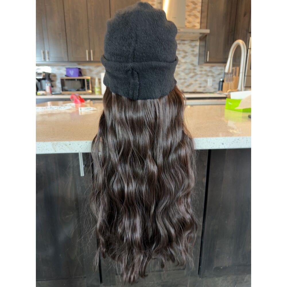 SEGO Pro 16in Wavy Beanie Wig #6A Cool Ash Brown Black Knit Hat